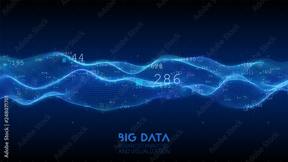  big data blue wave visualization. futuristic infographic. information aesthetic design. visual data 