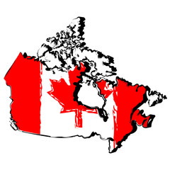 Map of Canada with flag. Sketch. Vector illustration design