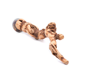 Natural Wood Large Grapevine Perch for Birds isolated on white background.