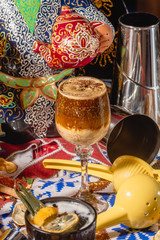 Cocktail Espresso Martini with Light Rum, Coffee Liquor, Espresso and Syrup