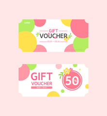 Set of colorful spring gift vouchers