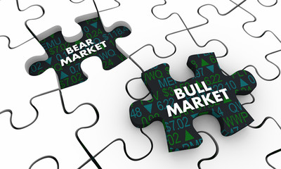 Fototapeta premium Bull Vs Bear Market Stock Prices Puzzle 3d Illustration