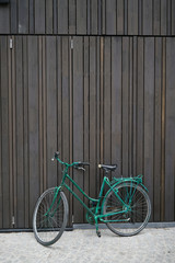 Bruges velo vert et porte en bois