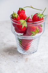 Strawberries in a glass cup