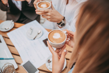 Girls hanging out and drink coffee