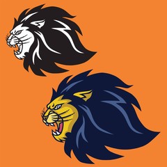 Angry Lion Set Retro Logo Vector Design 
