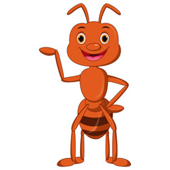 Happy ant cartoon presenting