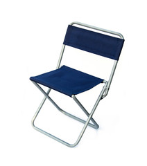 Portable folding picnic chair blue have ultralight isolated on white background.