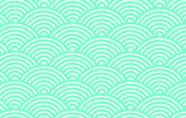 Turquoise Fish scale, or ocean wave seamless pattern in vector format