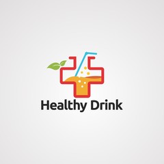 healthy drink logo vector, icon, element, and template