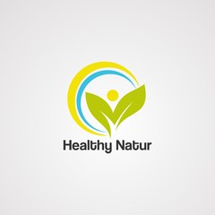 healthy nature logo vector, icon, template and element
