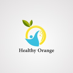 healthy orange logo vector,icon,element,and template