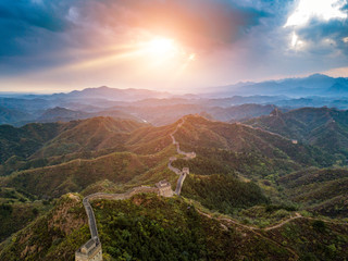 Fototapeta na wymiar Great Wall of China at the jinshanling section,sunset natural landscape