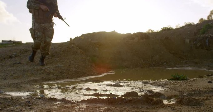 Low section of military soldiers training during military training 4k