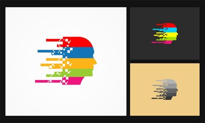 face tech icon human digital logo