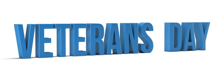 Veterans Day word. 3D Render illustration in white background