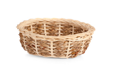 Fototapeta na wymiar vintage weave wicker basket isolated on white background