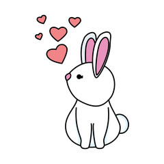 cute rabbit with hearts love