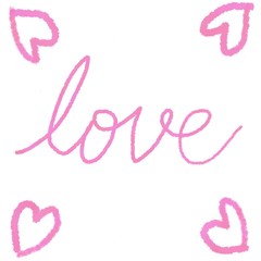 pink love on white background