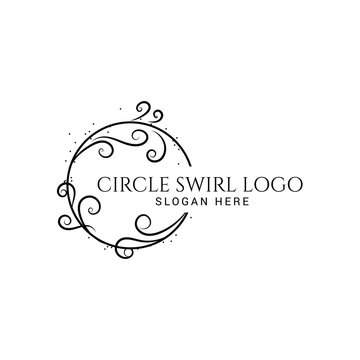 Circle swirl wedding logo ornament frame