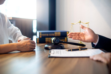 Fototapeta premium Judge gavel with Justice lawyers