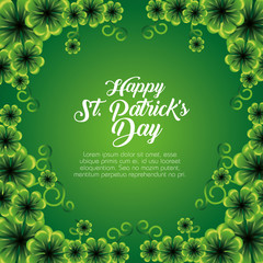 st patrick card with clovers plants decoration
