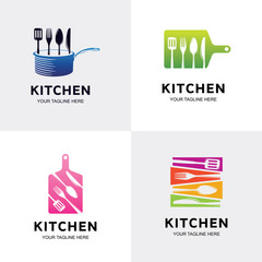 Kitchen Logo. Food Restaurant Logo Set Design Template Collection