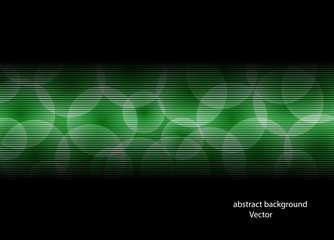 Abstract black background with green transparent bubbles. Fantastic bokeh. Vector illustration.