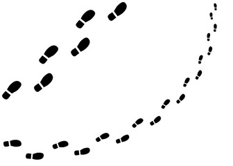 Shoe print different options. Vector human steps, footprints. Design elements isolated on a light background.