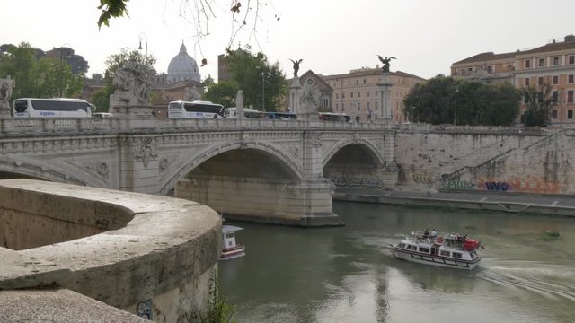 St PeterA�€™s Cathedral & Ponte Vittorio Emanuele ll, Rome, Lazio, Italy, Europe