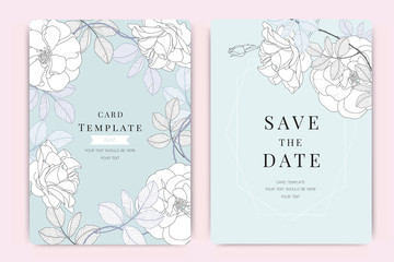 Wedding Invitation, floral invite thank you, rsvp modern card Design in white rose Vector elegant rustic template