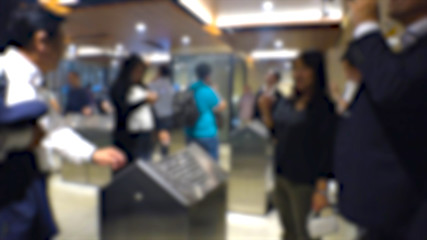 SHINJUKU,  TOKYO,  JAPAN - CIRCA MAY 2018 : Blurred view of SMOKING AREA near Shinjuku train station.
