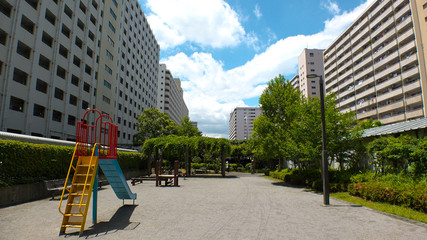 TAKASHIMADAIRA,  TOKYO,  JAPAN - CIRCA MAY 2018 : Scenery of RESIDENTIAL APARTMENT AREA around...