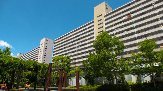 TAKASHIMADAIRA,  TOKYO,  JAPAN - CIRCA MAY 2018 : Scenery of RESIDENTIAL APARTMENT AREA around TAKASHIMADAIRA area in ITABASHI WARD.