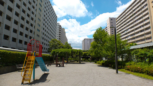 TAKASHIMADAIRA,  TOKYO,  JAPAN - CIRCA MAY 2018 : Scenery of RESIDENTIAL APARTMENT AREA around TAKASHIMADAIRA area in ITABASHI WARD.