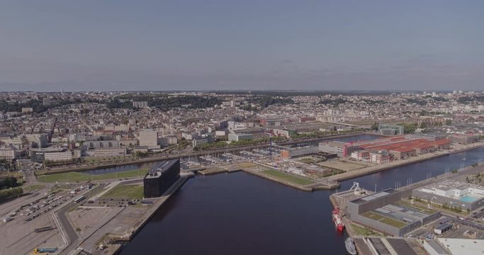 Le Havre France Aerial v13 Panning around Bassin de l�Eure 8/18