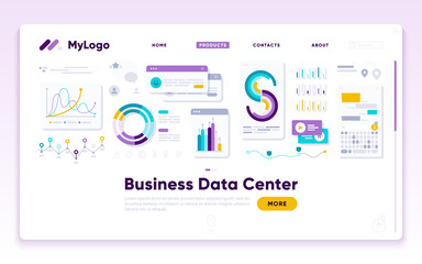 Infographic dashboard template. Modern ui interface, chart and diagrams. Analytical vector report with abstract logo.