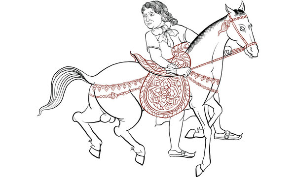 horse in Thai tradition painting,Thai tattoo, vector
