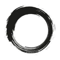 vector brush strokes circles of paint on white background. Ink hand drawn paint brush circle. Logo, label design element vector illustration. Black abstract circle. Frame.