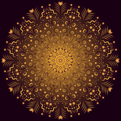 Golden vintage round pattern over dark