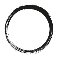 vector brush strokes circles of paint on white background. Ink hand drawn paint brush circle. Logo, label design element vector illustration. Black abstract circle. Frame.