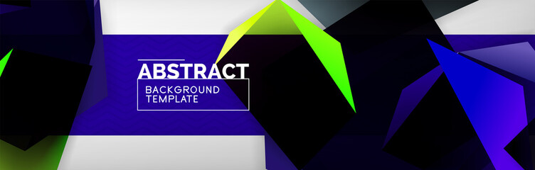 Dark 3d triangular low poly shapes abstract background