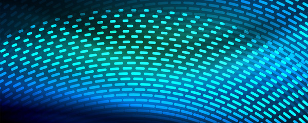 Obraz premium Glowing light particles in dark neon space, magic glow shiny abstract background