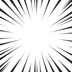Obraz premium Graphic Explosion with Speed Lines. Comic Book Design Element. Black and white vector illustration