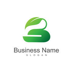 leaf letter b logo design template
