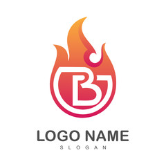 bg logo in fire flame shape, gb logo, letter b and letter g logo template