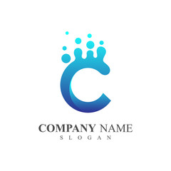 bubble splash letter c logo