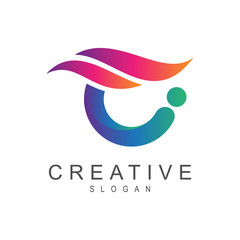 letter c with fire flame logo