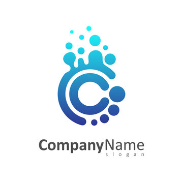 letter c and c with bubble shape logo design template, cc logo