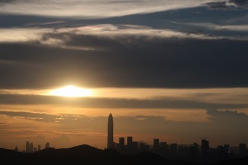 Naklejka premium Hong Kong Sunset 